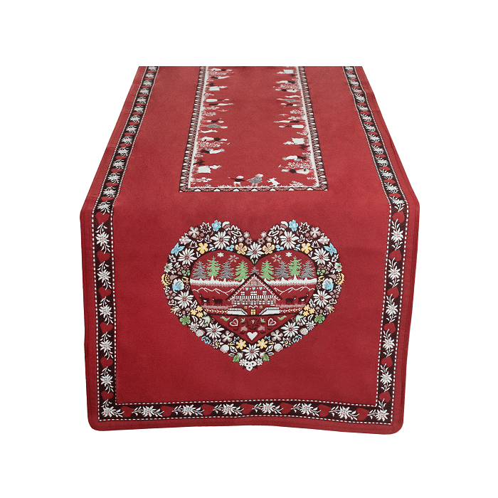Chemin de table- Poya rouge