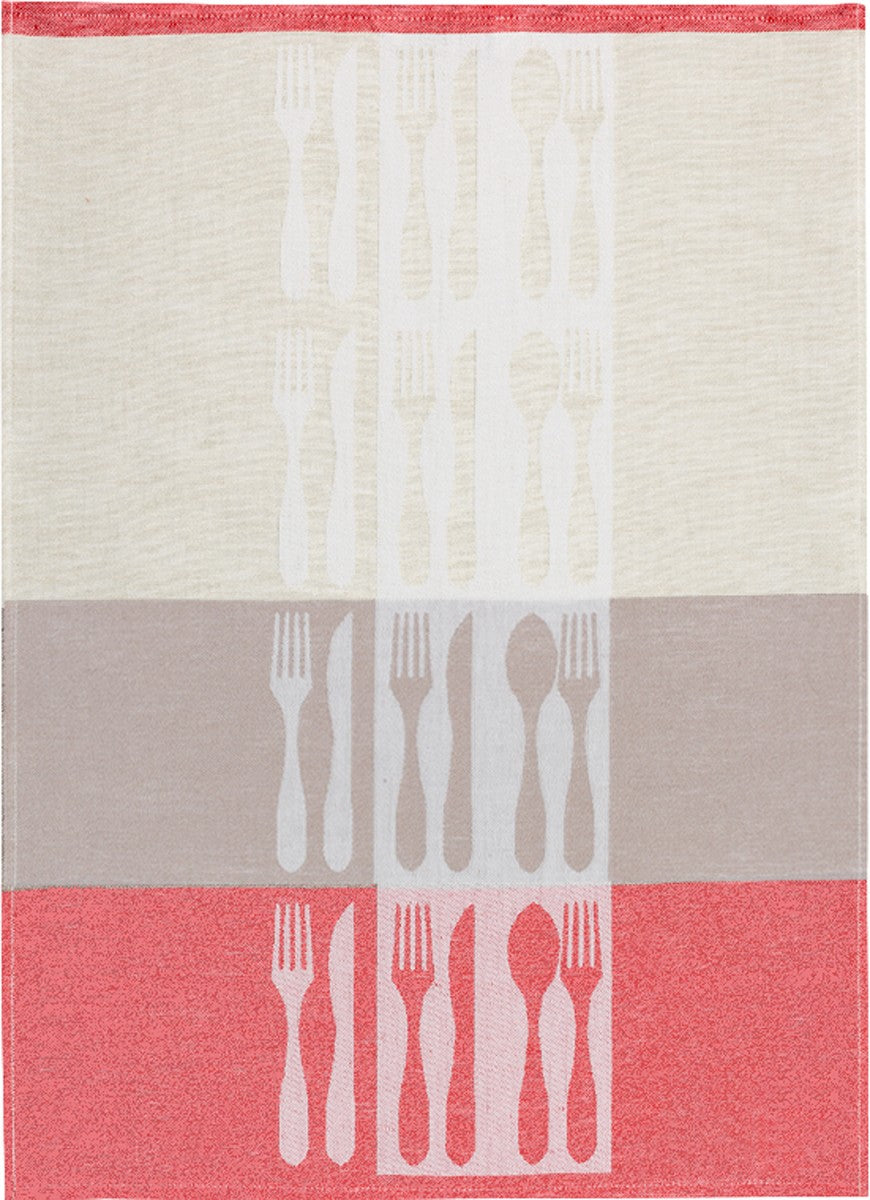 Linge de Cuisine Mi-Fil - Coutellerie/Rouge