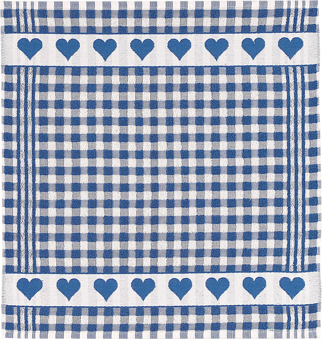Linge de Cuisine Éponge- Coeurs Herzen Bleu