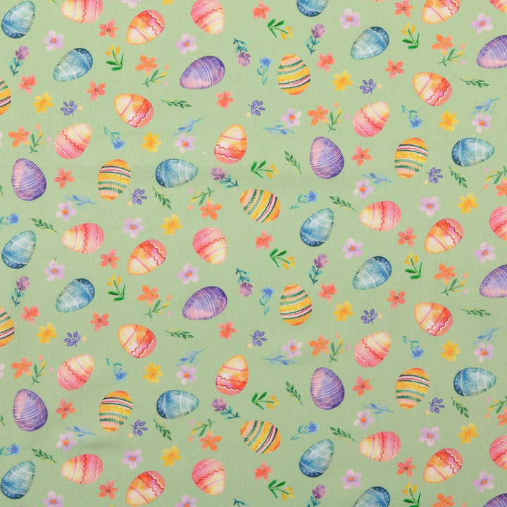 Tissu Coton - Oeufs de pâques vert