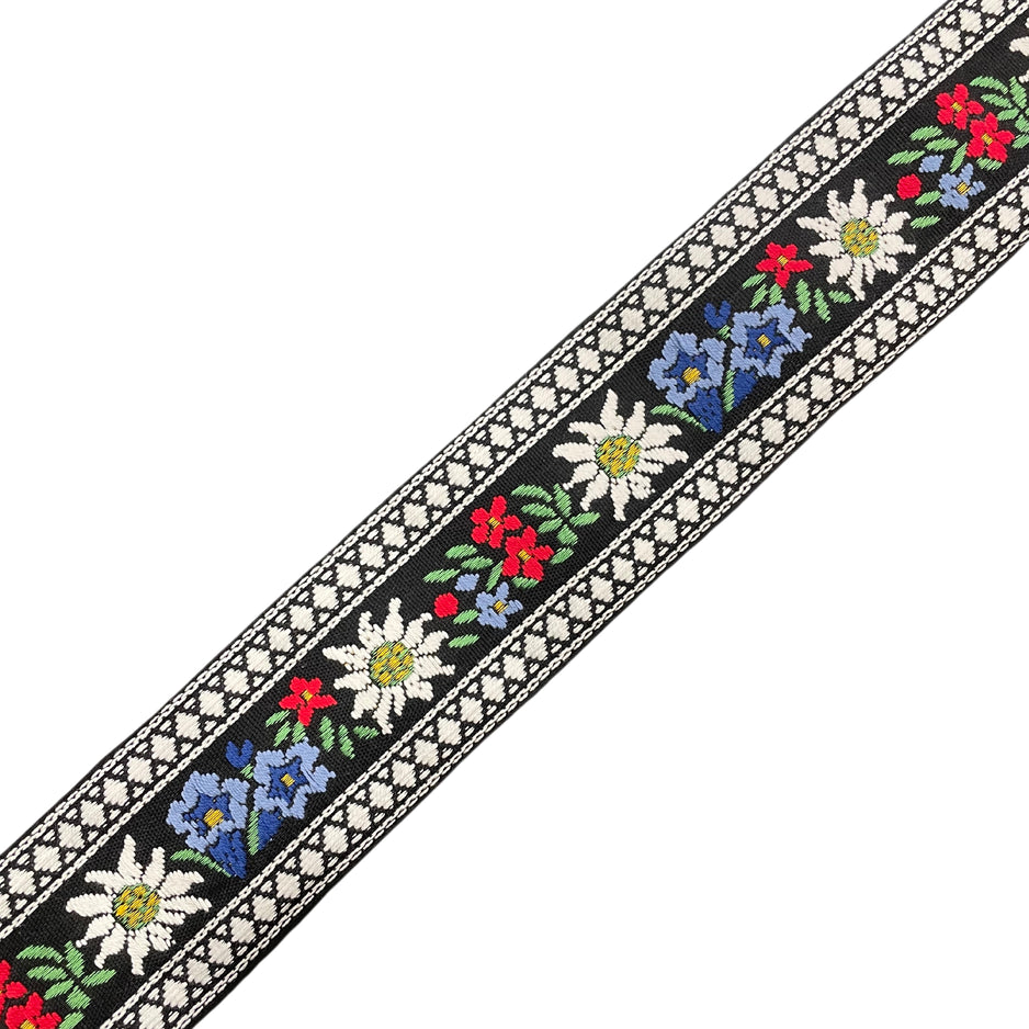 Ruban Jacquard 50 mm - Edelweiss Noir