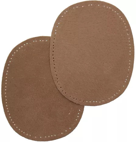 2 Patchs- Thermocollant-Patch Veritable Cuir Oval, Marron