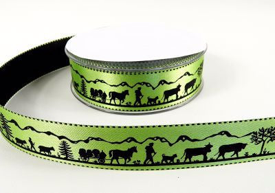Ruban Fantaisie 15 mm,25 mm - Découpage Suisse Vert