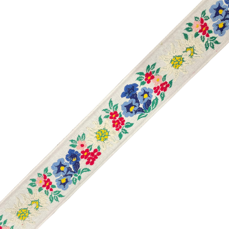 Ruban Jacquard 30 mm, 50 mm - Edelweiss Blanc