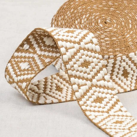 Sangle Éthnique 38 mm - Écru et Beige