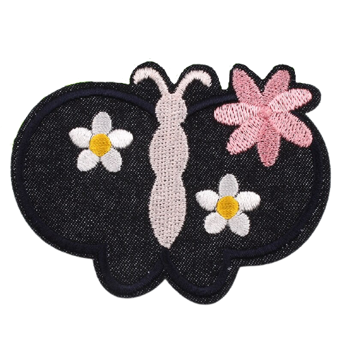 Patch Thermocollant - Papillon et Fleurs en Jeans