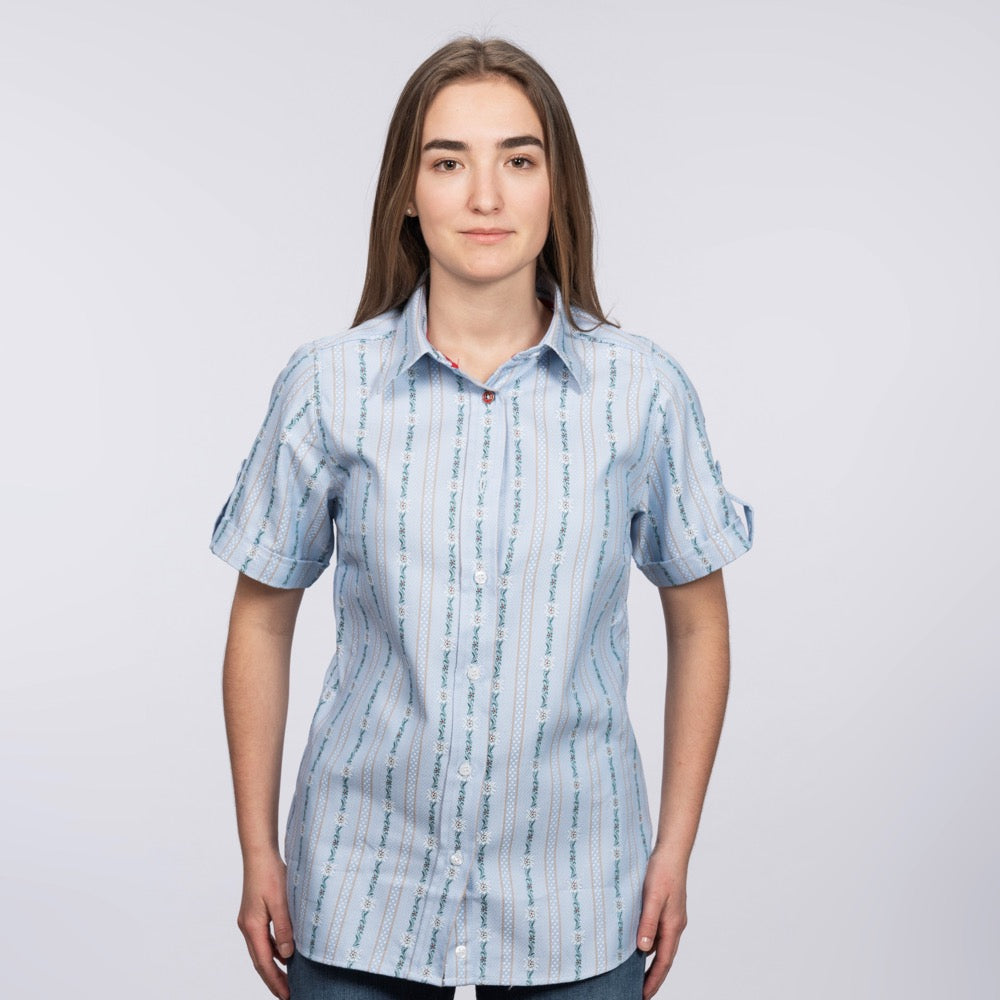 Blouse Femme Manches Courtes- Bleu