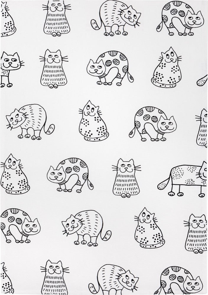 Linge de Cuisine Mi-Fil- Chats Blanc & Noir