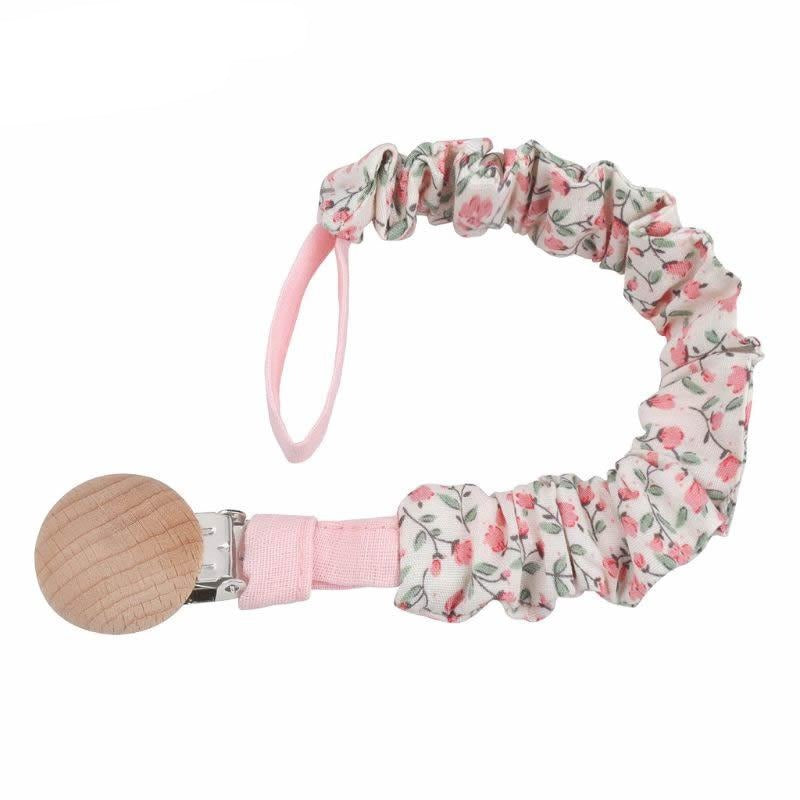 Attache-sucette - Fleurs Rose