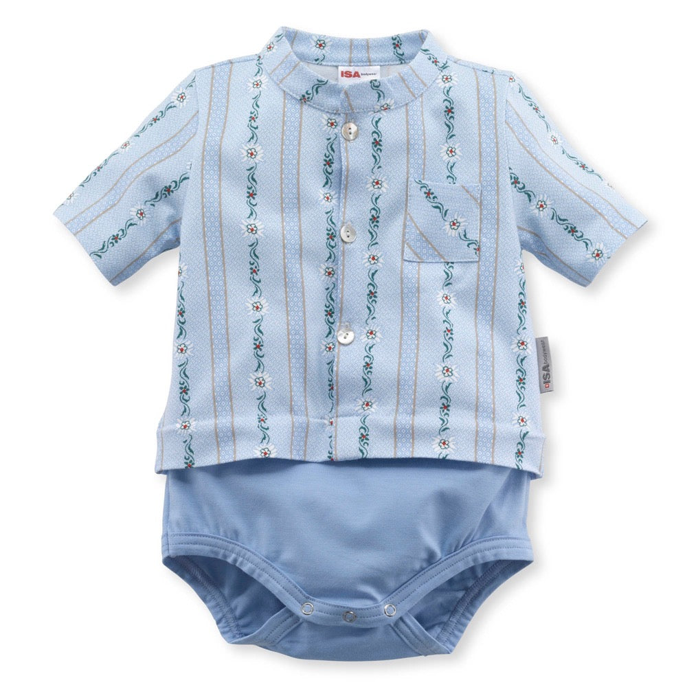 Body manches courtes, boutonnée- Edelweiss Bleu