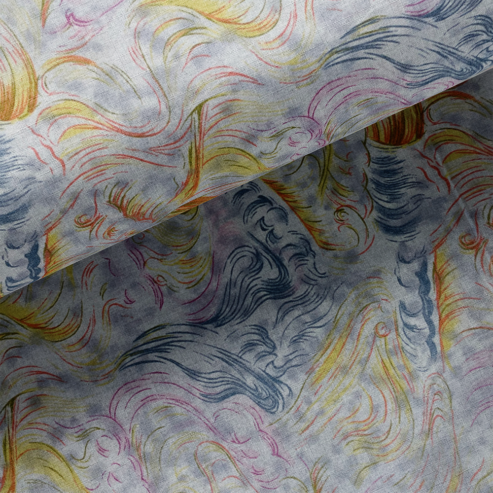 Tissu Coton - Coups de pinceau abstraits