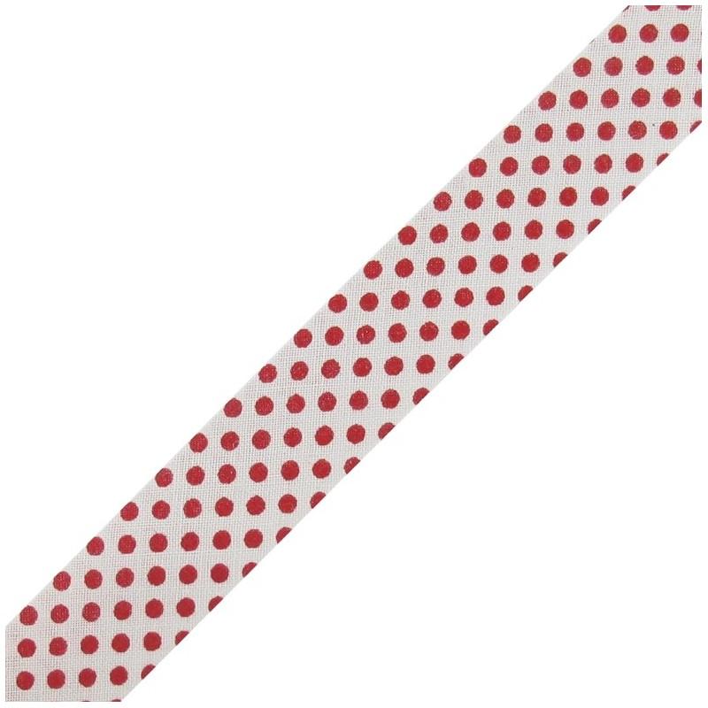 Biais 20/40 mm - Pois Rouge en Fond Blanc