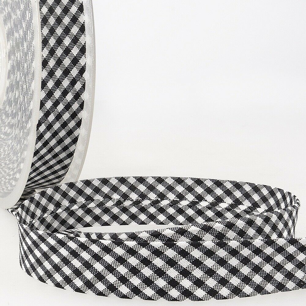 Biais Coton 18/36 mm - Vichy Noir