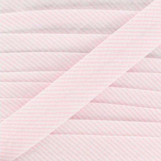 Biais Polycoton Petit Rayures 20/40 mm - Rose