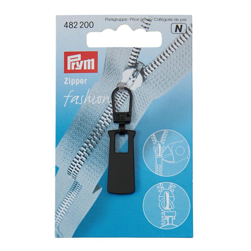 Tirette « Fashion-Zipper », métal, rectangulaire, noir