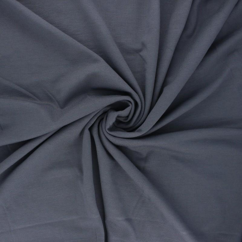 Tissu Jersey - Uni Bleu -Gris