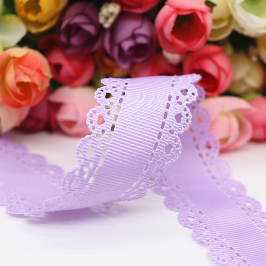 Ruban Gros-Grain- Coeurs decoupés Lilas