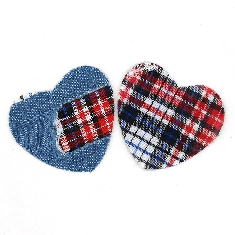 Patch Thermocollant - Coeur Jeans/Tartan
