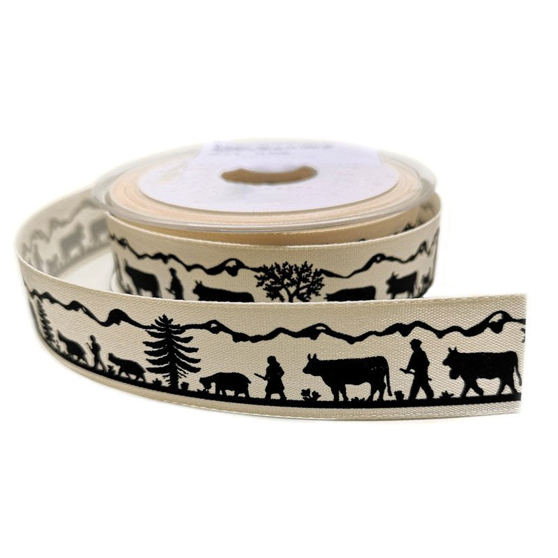 Ruban Fantaisie 15 mm,25 mm - Découpage Suisse Ecru