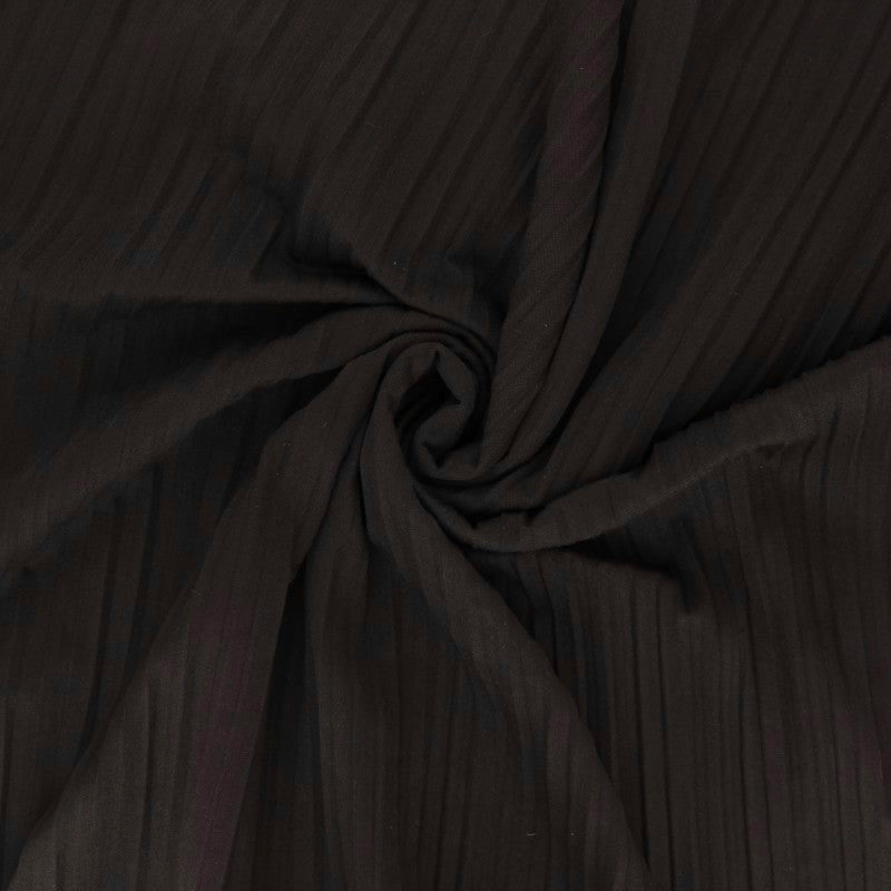 Tissu jersey polyviscose plissé - brun foncé