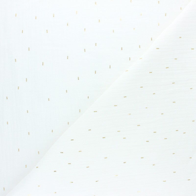 Tissu double gaze de coton Pluie dorée - Blanc