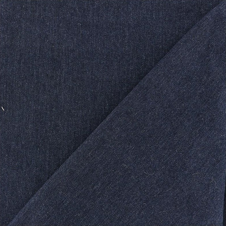 Tissu fluide Jeans élasthanne uni - bleu Foncé