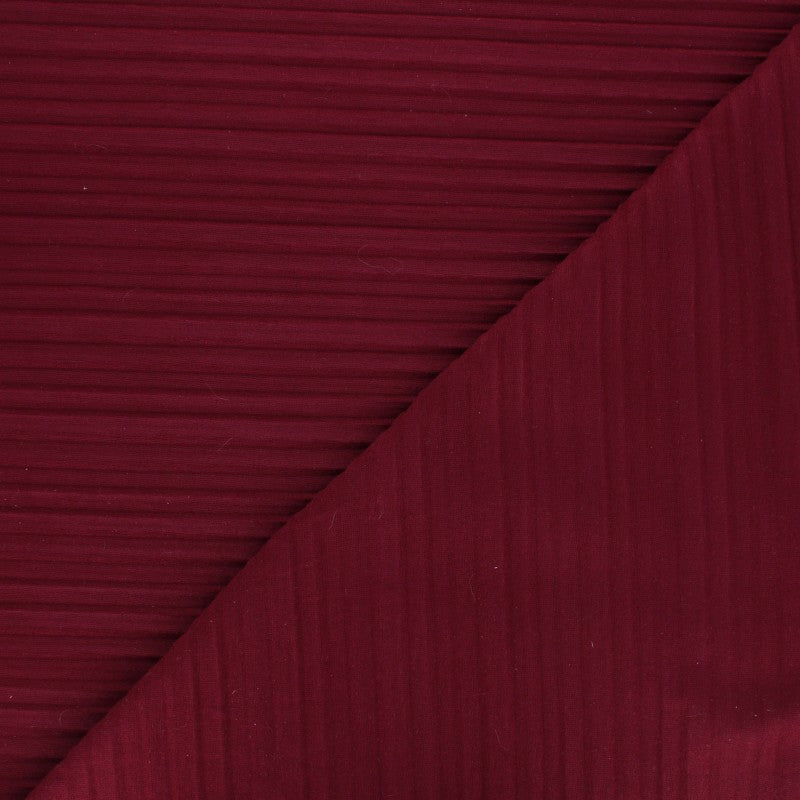 Tissu jersey polyviscose plissé - bordeaux