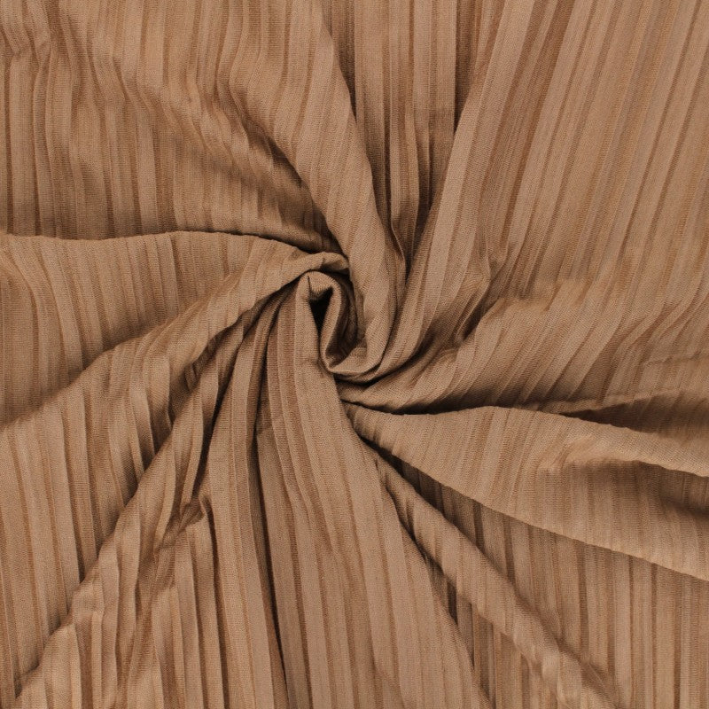 Tissu jersey polyviscose plissé - camel