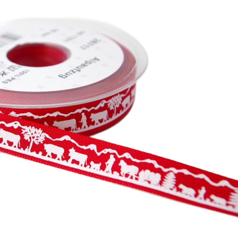 Ruban Fantaisie 15 mm,25 mm - Découpage Suisse Rouge