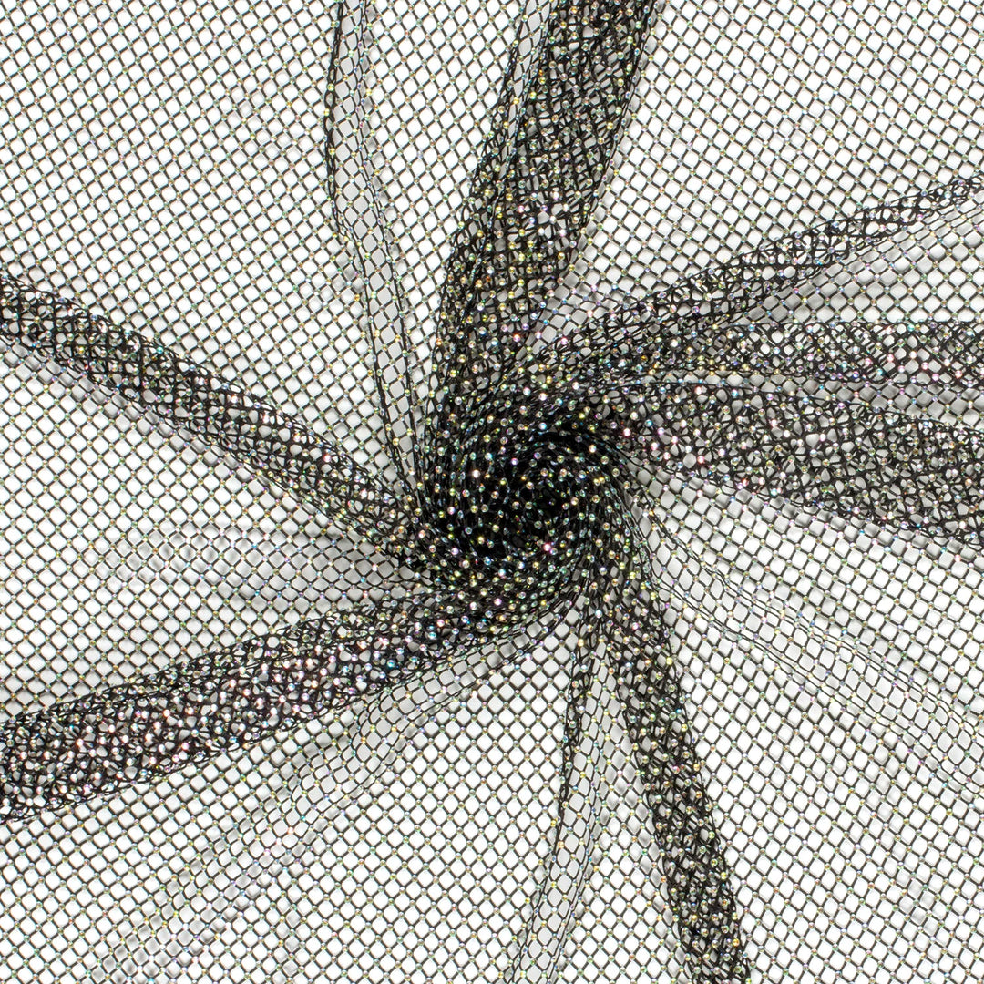 Tissu Maille- Strass Brillant