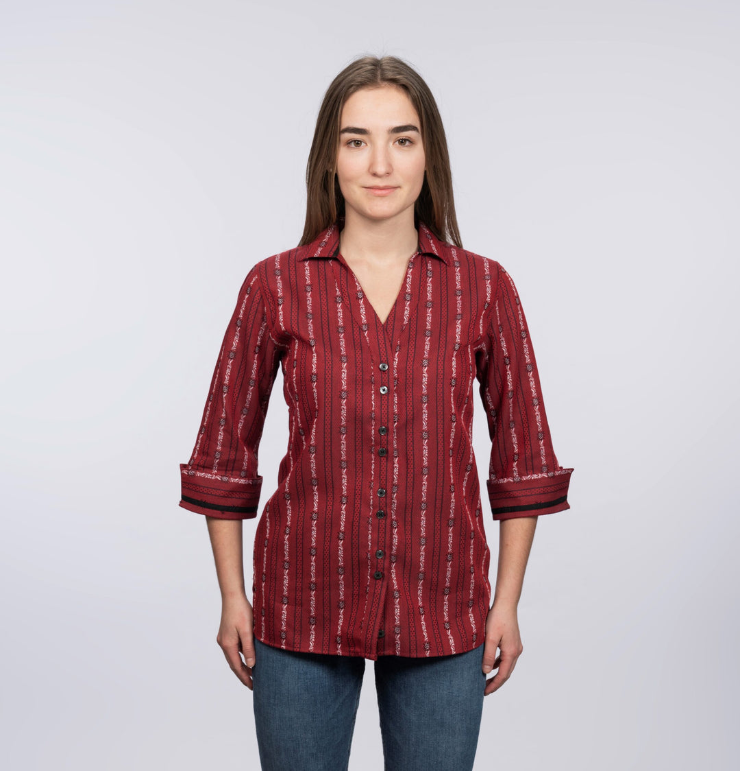 Blouse Dame Edelweiss Manches 3/4- Bordeaux
