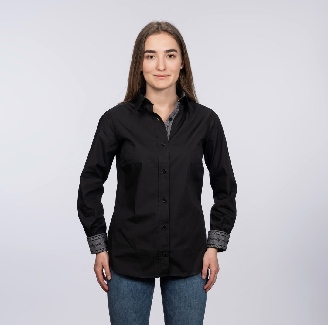 Chemise femme col et maches edelweiss- Anthracite