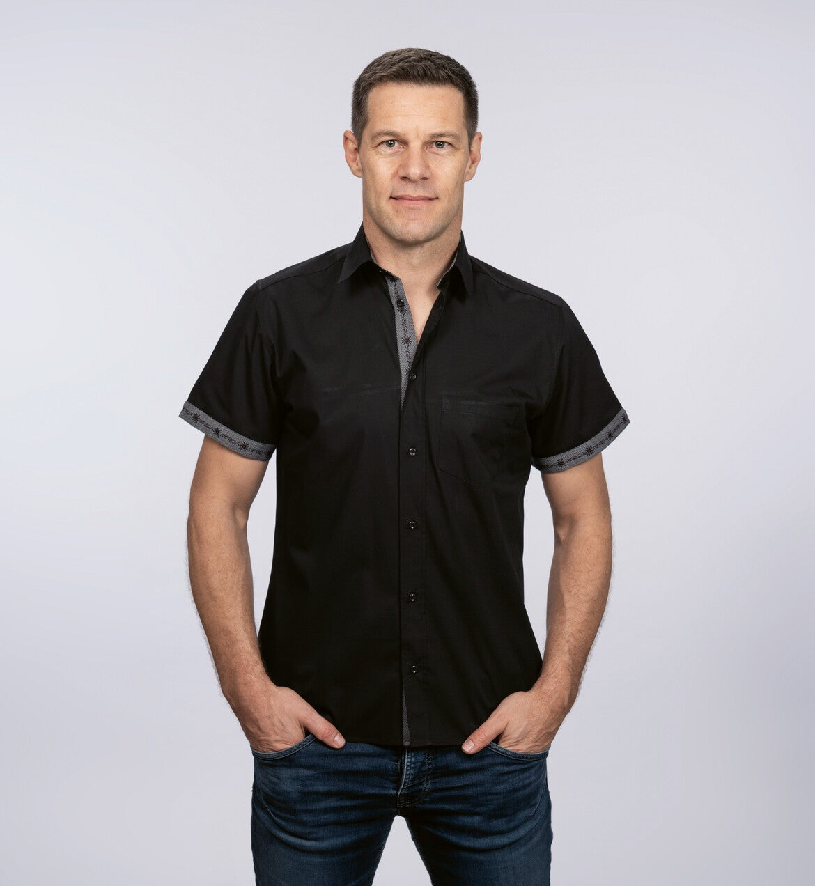 Chemise Edelweiss avec manches courtes- Anthracite