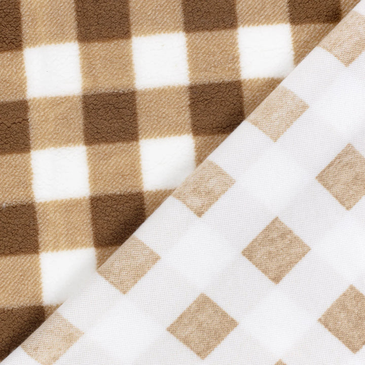Fausse fourrure- Sherpa teddy carreaux camel