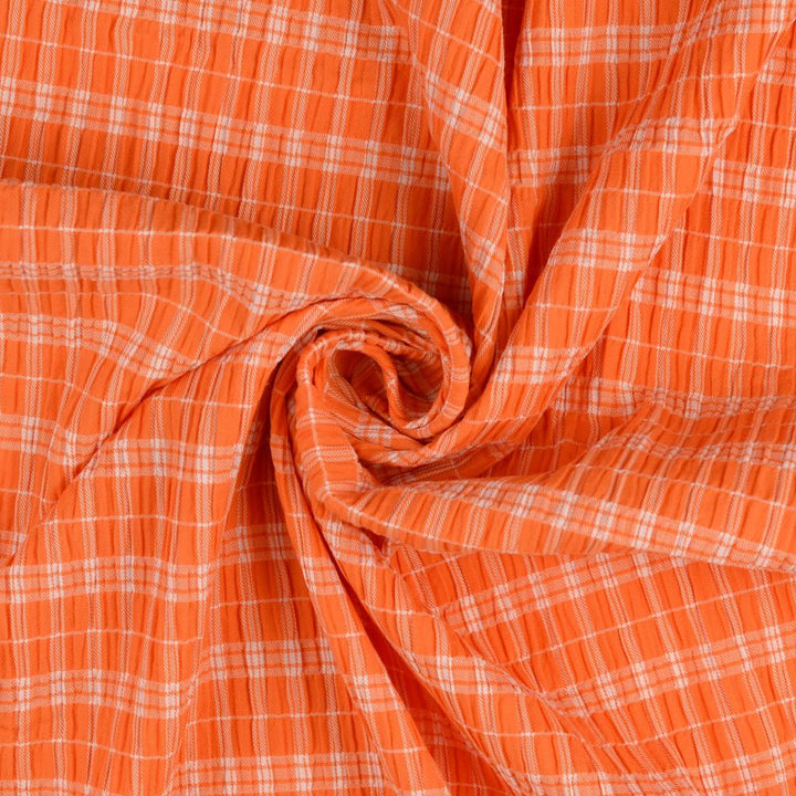 Tissu Seersucker - Orange