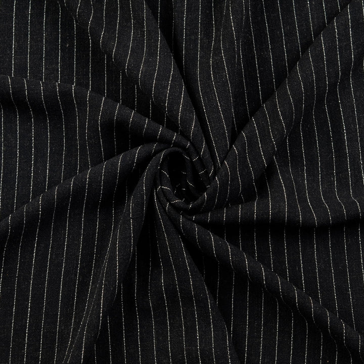 Tissu Coton Lin - Rayures Noir