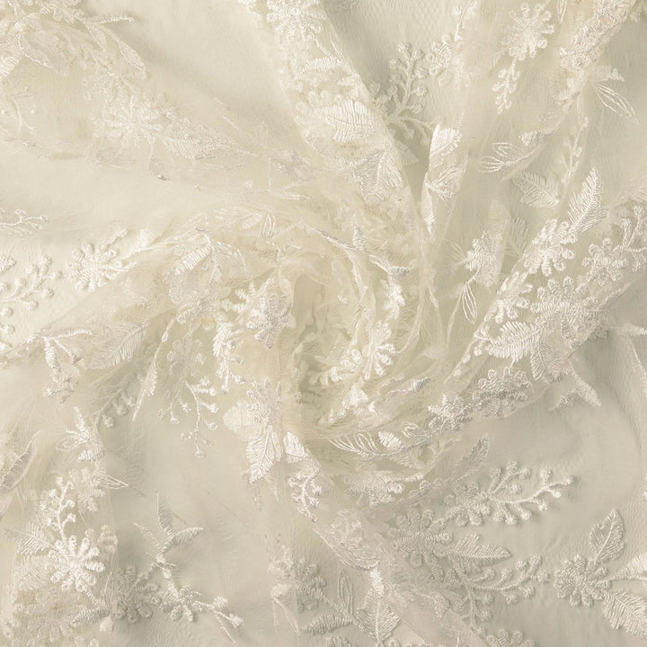 Tissu dentelle- Blanc à bord festonné - Biner Pinaton