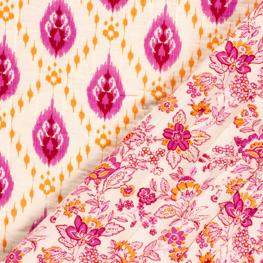 Tissu Matelassé Coton Double-Face- Indien Rose - Biner Pinaton