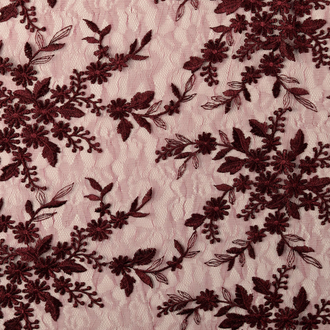Tissu dentelle- Bordeaux - Biner Pinaton