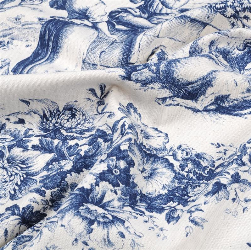 Tissu Toile de Jouy- Bleu Marine