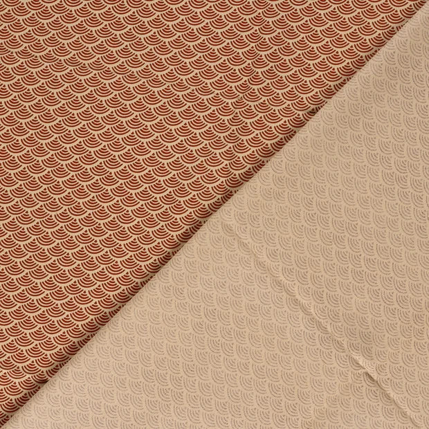 Tissu Coton Japonais - Seigaiha rouge - Biner Pinaton