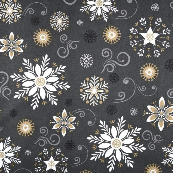 Toile Enduite - Flocons de Neige Anthracite