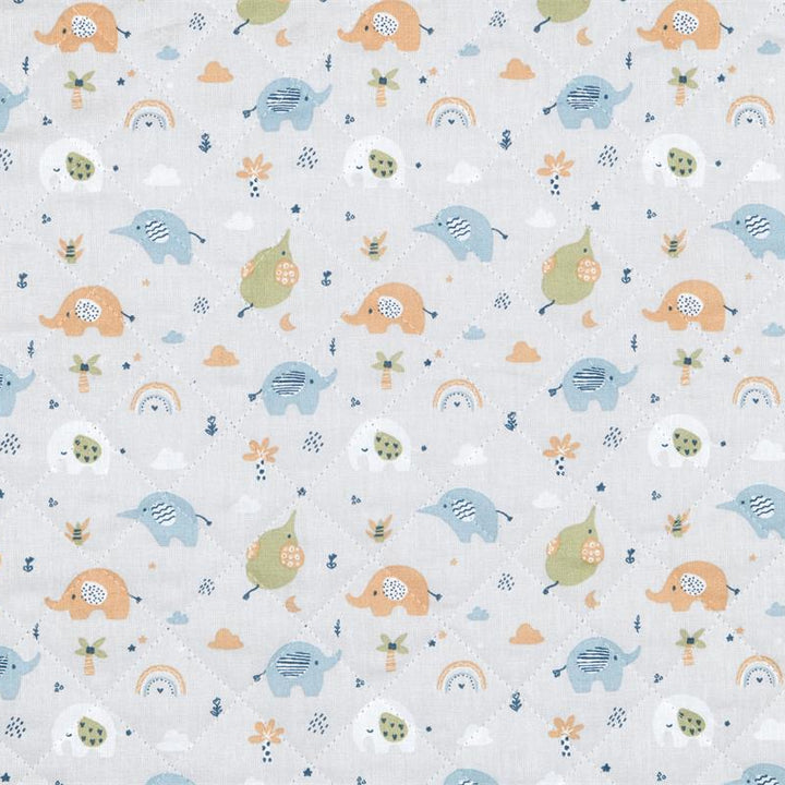 Tissu Matelassé Coton Double-Face- Éléphants