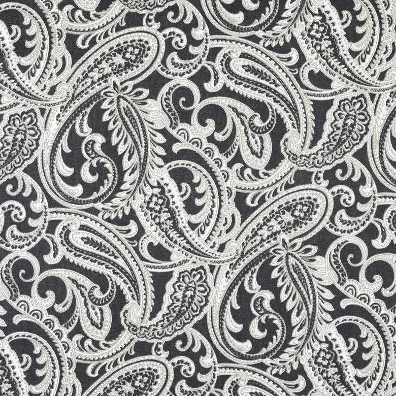 Tissu Coton Sergé- Paisley Anthracite