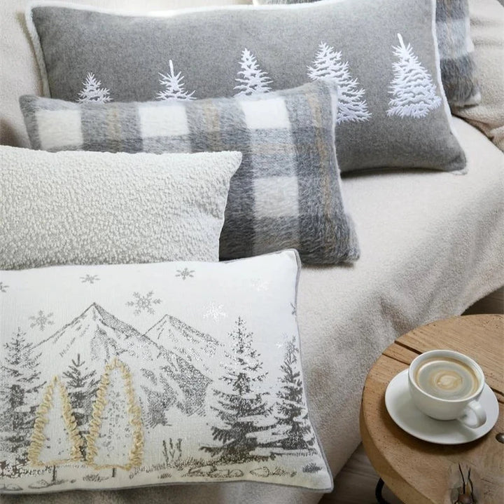 Housse de Coussin- Montagne en Hiver