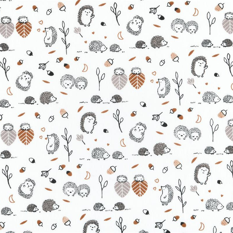 Tissu Coton -hérissons dans la forêt - Biner Pinaton