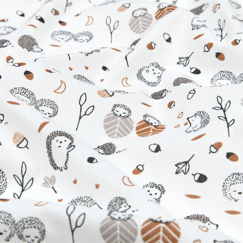 Tissu Coton -hérissons dans la forêt - Biner Pinaton