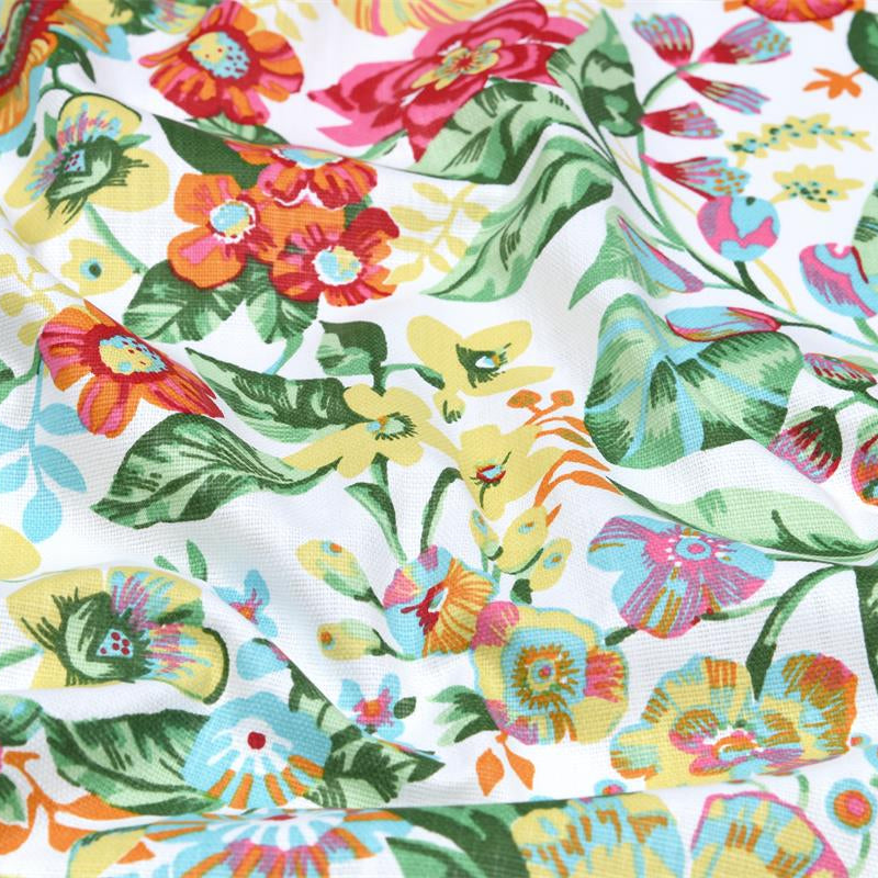 Tissu Coton - Toile Fleurs multicolores