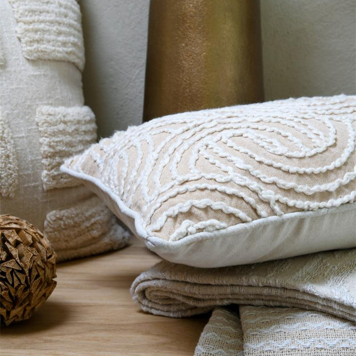 Housse de Coussin- Brodé Beige