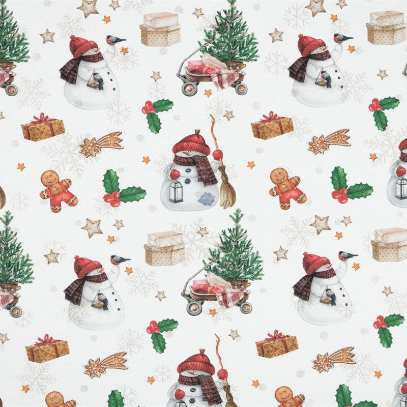 Tissu Jacquard- Bonhommes de neige